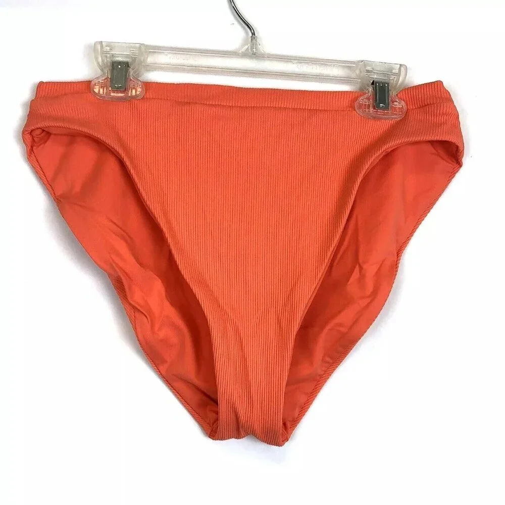 Rebecca Virtue, Becca, Women’s High Waist Bikini Bottom, Size Large, Coral